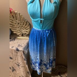 Vintage Blue Ombre Women's Swim Sarong